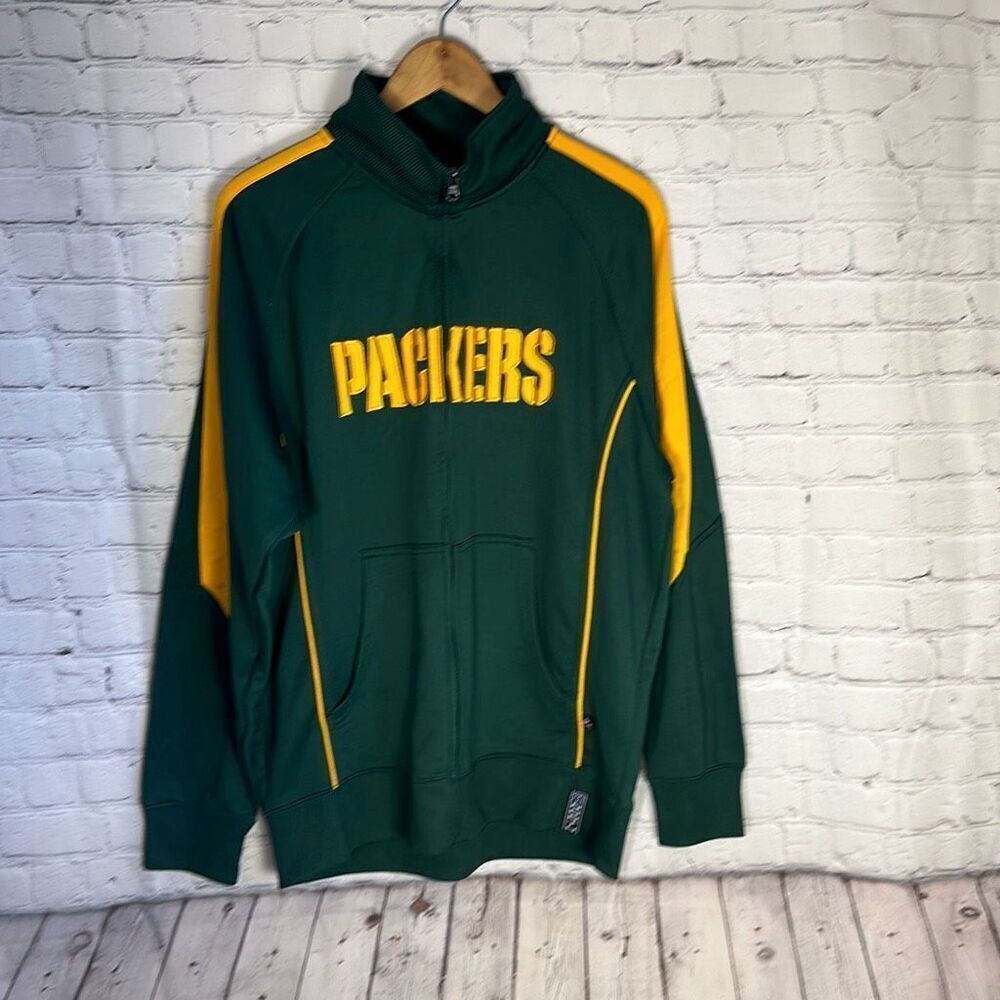 Green Bay Packers Full Zip NFL Men’s Green Yellow Hoodie size L Football